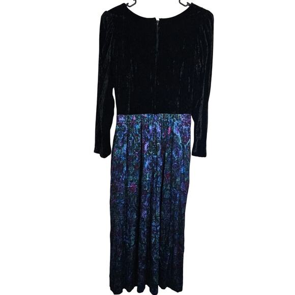 Vintage Velvet Metallic Dress Lanz Originals‎ Small Midi 80s Glam Paisley - Picture 7 of 7